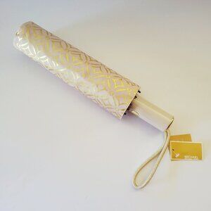 Michael Kors Travel Umbrella Push Button Folding Pale Gold Multi 35F4GTFN1M
